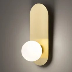 Applique globe en verre avec support doré, style design MESA