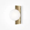 Applique globe en verre sur base verticale dorée MESA