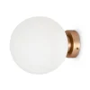 Applique globe verre dépoli - blanc & or, 20 cm DELTONA