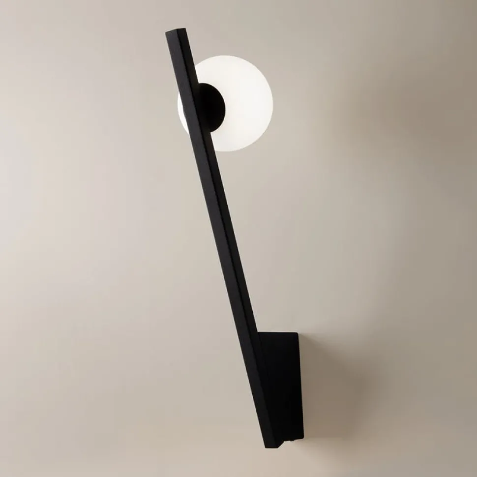 Applique murale design noire – torche & globe verre MESA