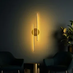 Applique murale LED design, 2 tiges dorées 86 cm VIESTE