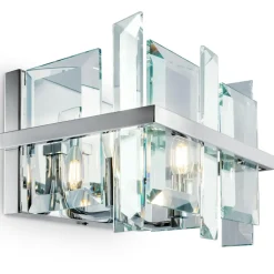 Applique murale moderne en verre forme cube 2 ampoules MODENE