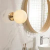 Applique murale moderne, globe blanc socle doré SIERRE