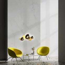 Applique murale moderne, galets argent brillants et mats ELY
