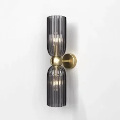 Applique rétro en verre gris fumé, forme sablier SOLANA