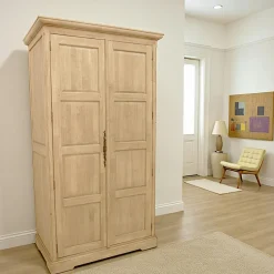 Armoire dressing 2 portes hévéa 110x62x195cm HELENA