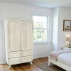 Armoire Hévéa 2 portes 4 tiroirs 90x42x154cm SIXTIES