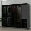 Armoire penderie 5 portes verre et cadre anthracite BYRON