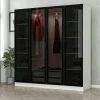 Armoire penderie blanche 4 portes vitrées H 190 cm BYRON