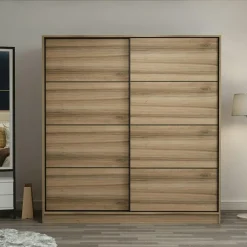 Armoire penderie blanche portes coulissantes L.180 cm BYRON