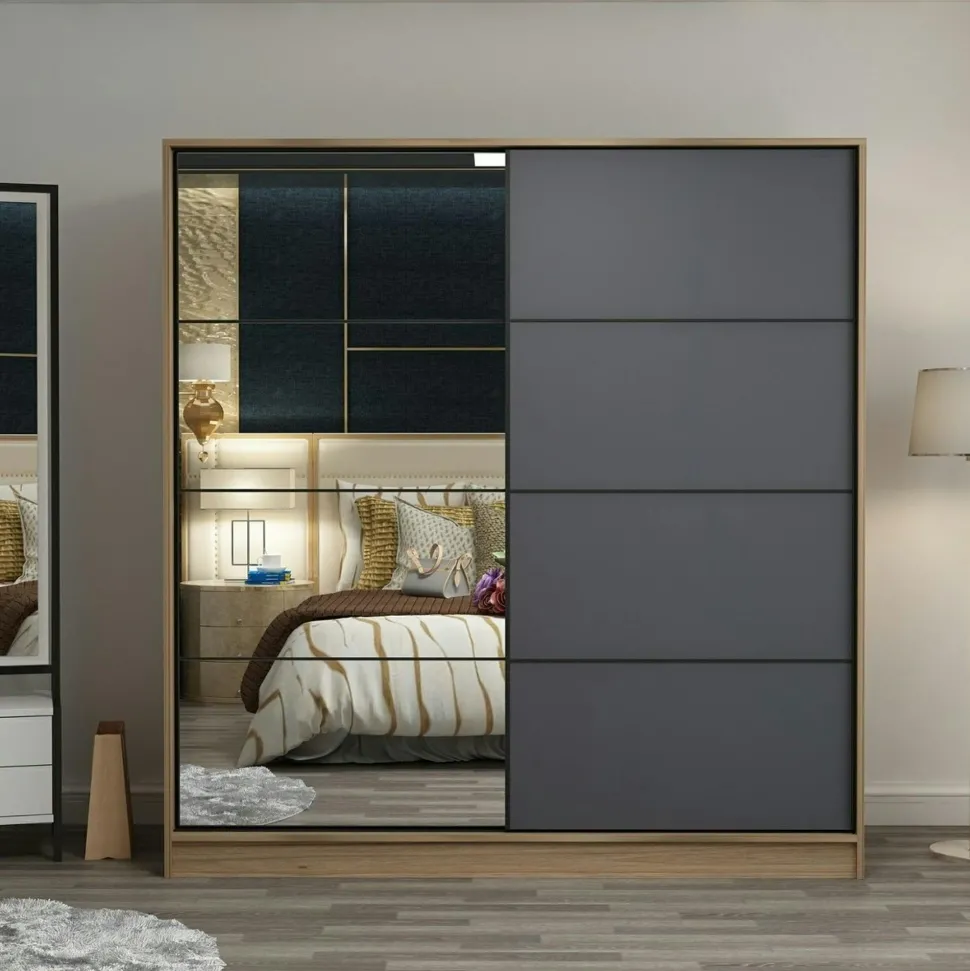 Armoire penderie blanche portes coulissantes L.180 cm BYRON
