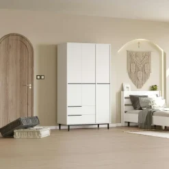 Armoire penderie blanche style moderne - 3 portes BYRON