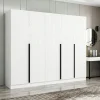 Armoire penderie blanche, 5 portes rainurées 3 portants BYRON