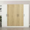 Armoire penderie blanche, 3 portes effet bois 3 portants BYRON