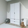 Armoire penderie blanche 2 portes, style moderne BYRON