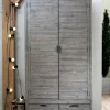 Armoire penderie bois recyclé grisé SIENNE