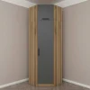 Armoire penderie d'angle 2 portes effet bois & gris BYRON