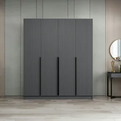 Armoire penderie design, 2 portes vitrées H210 cm BYRON