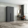 Armoire penderie design gris rainuré - 2 portes BYRON