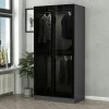 Armoire penderie grise vitrée - 2 portes H.210 cm BYRON