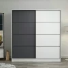 Armoire penderie moderne blanc et gris L. 180 cm BYRON
