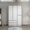 Armoire penderie moderne - 4 portes blanches L.140 cm BYRON
