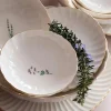 Assiette dessert blanche motifs fleurs, porcelaine (x6) ELDA