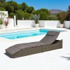 Bain de soleil inclinable en rotin synthétique gris MENDOZA