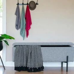 Banc avec rangement en velours noir BRUGES