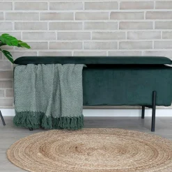 Banc coffre en velours vert BRUGES