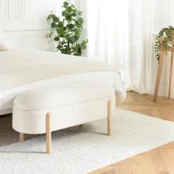 Banc coffre tissu bouclette écru COLOMBUS