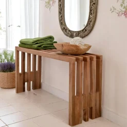 Banc de jardin en bois de teck sans dossier 140 cm MENDOZA