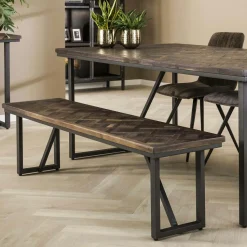 Banc de table en bois de teck brun motif croisé 170 cm AMBON