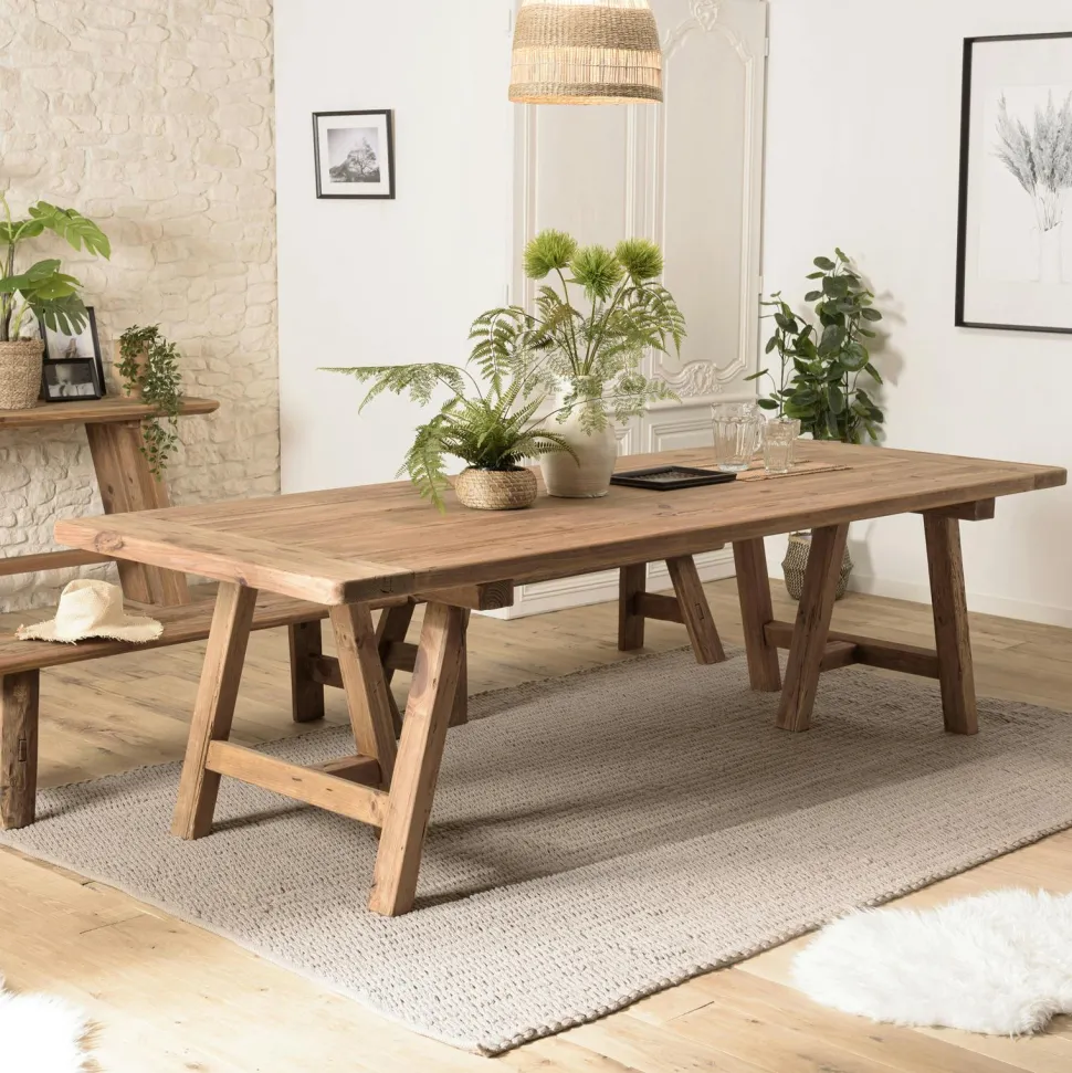 Banc en bois recyclé 140 cm style campagne DENVER