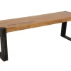 Banc hévéa recyclé naturel et métal noirci 135X36X45cm DOCKER