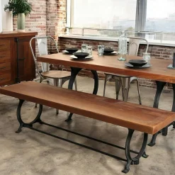 Banc industriel vintage bois recyclé 180 cm LEEDS