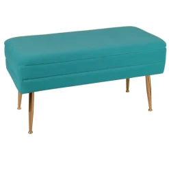 Banquette 2 places tissu vert pieds dorés TIM