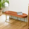 Banquette en velours rouille forme ovale TIM