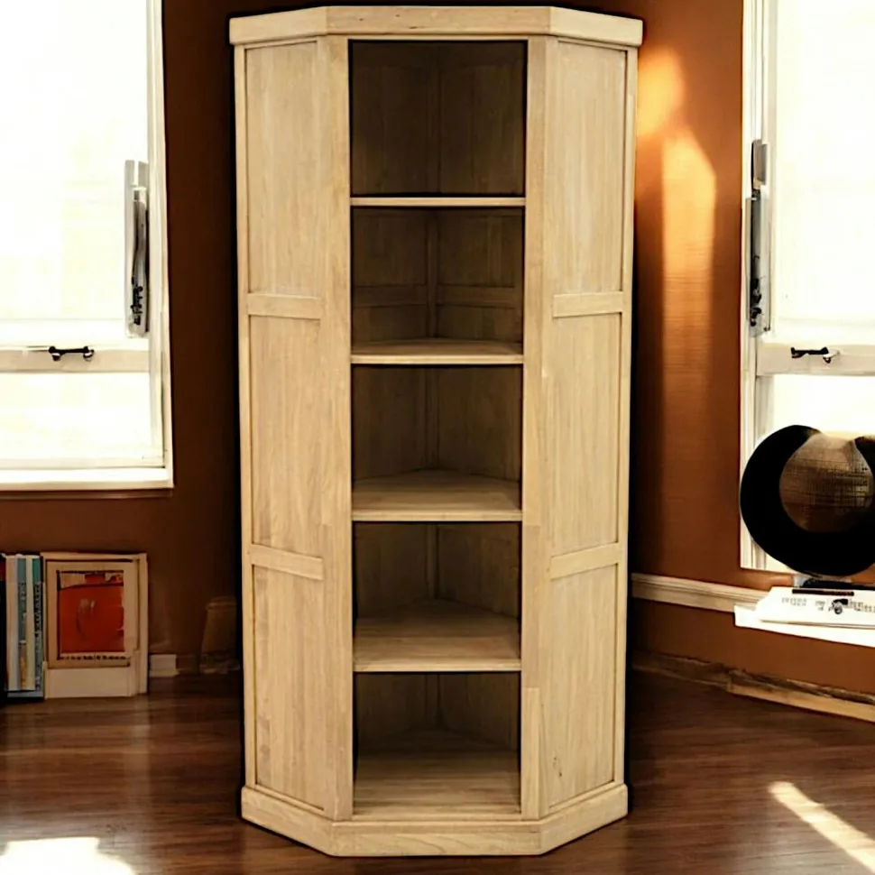 Bibliothèque angle hévéa massif 200cm TRADITION