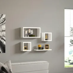 Bibliothèque blanche avec niches, style design 120 cm MARFA