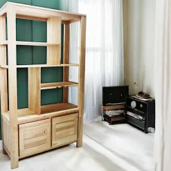 Bibliothèque Hévéa 2 portes, 6 niches 110x40x190cm OLGA