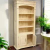Bibliothèque ouverte Hévéa 2 portes, 4 niches étagères 95x35x213cm TRADITION