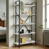 Bibliothèque étagère noire, 5 plateaux blancs JENA