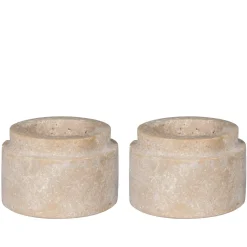 Bougeoir en travertin naturel (lot de 2) - style contemporain