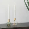 Bougeoir en verre et métal doré (lot de 2) - design arrondi, transparent/vert