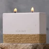 Bougie parfumée blanche 2 mèches – socle corde tressée