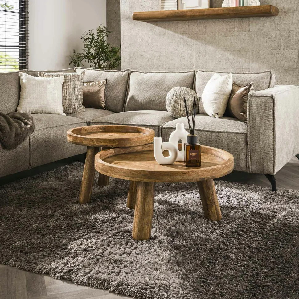 Bout de canapé en bois acacia – pied conique (lot de 2) MELBOURNE