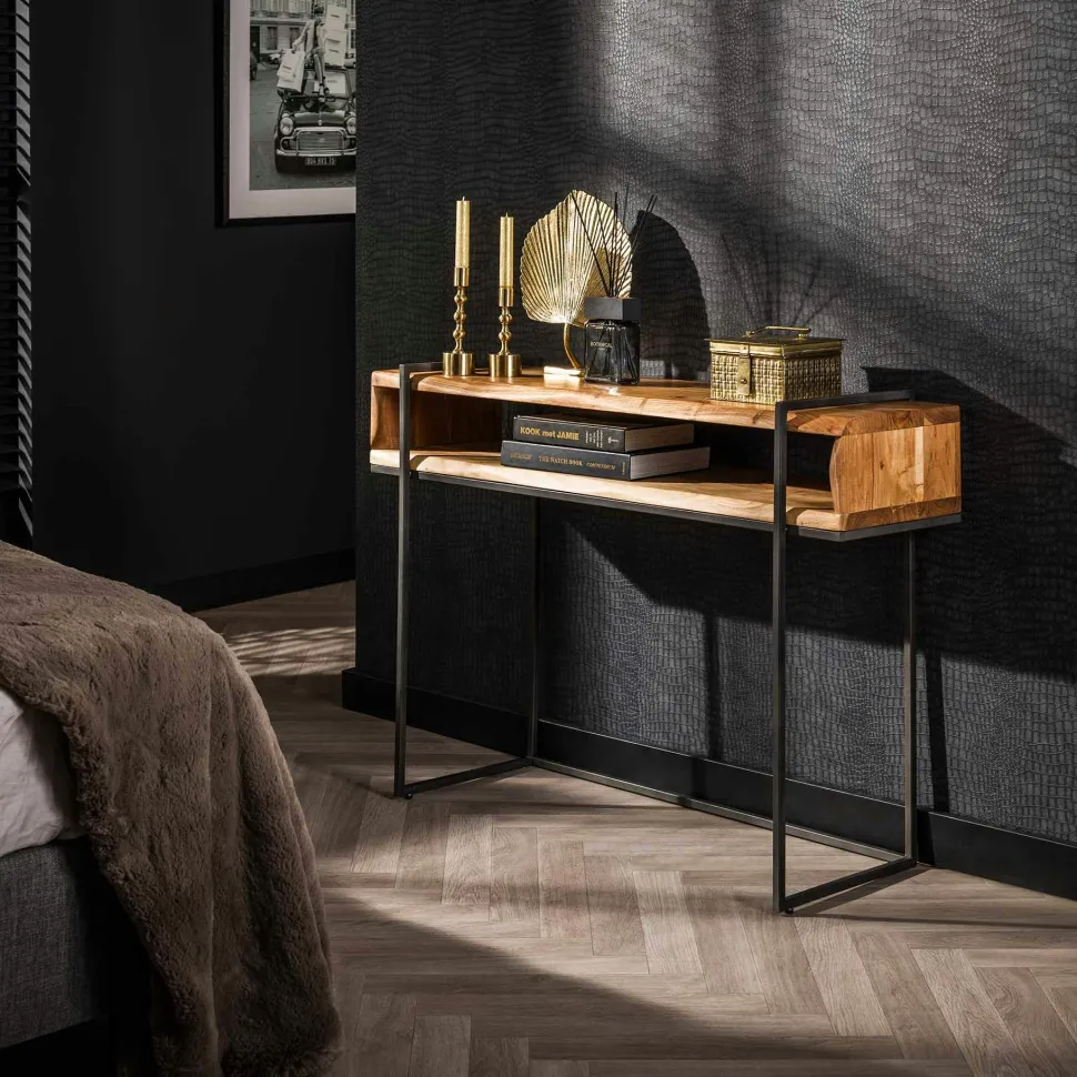 Bout de canapé en bois acacia – pied conique (lot de 2) MELBOURNE