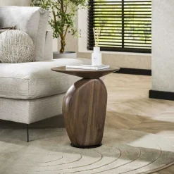 Bout de canapé en bois brun – design organique MYSORE