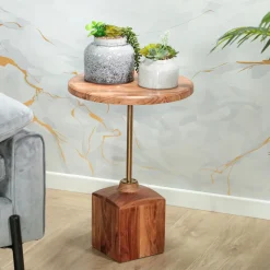 Bout de canapé en bois d'acacia F.S.C® rond D 40, 5 cm